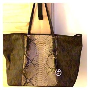 Michael Kors Travel Tote with Snake Print detail